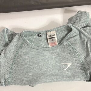 Gymshark Women's Light Mint Green Seamless Long Sleeve Crop Top
